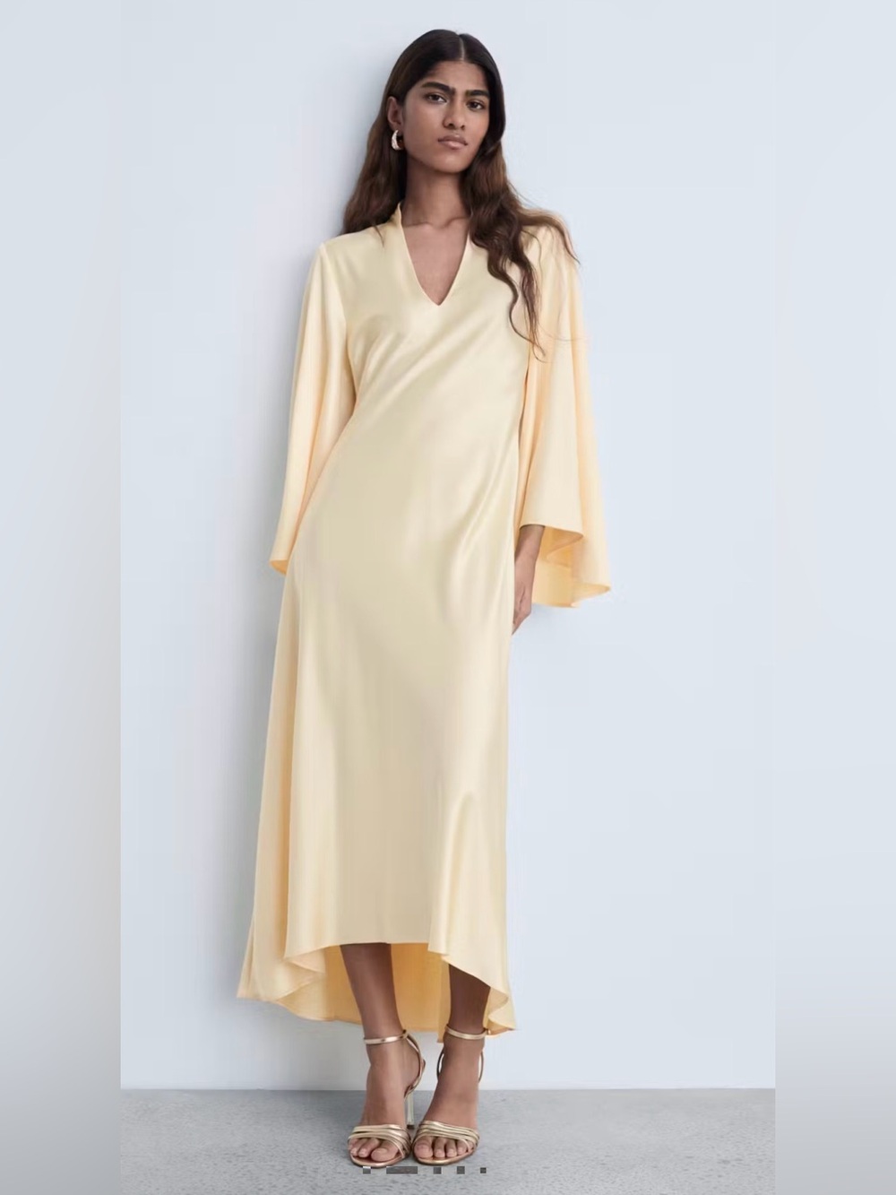 Women's V-Neck Satin Sleep Gown in Gold